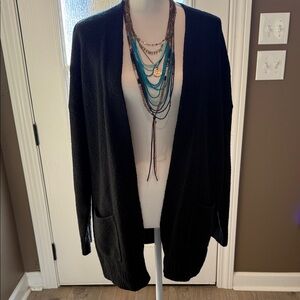 OLD NAVY Thick Black Open Front Cardigan Sweater Size Large-Tall